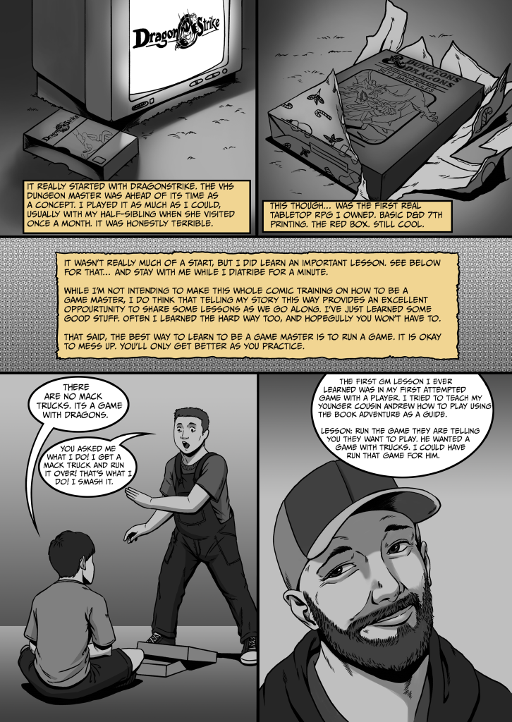 A comic about my first attempt to run an RPG. I ran a game for my cousin, Andrew.