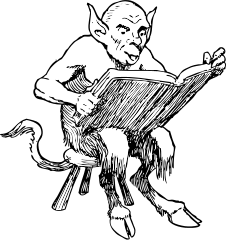 Demon reading a book.