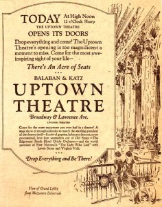Original Ad from the Uptown Theatre's Opening Night